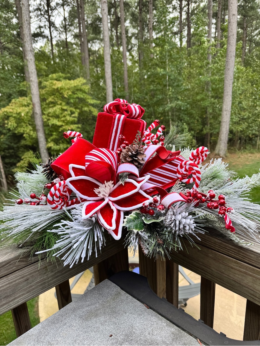 Red & White Peppermint Present Centerpiece